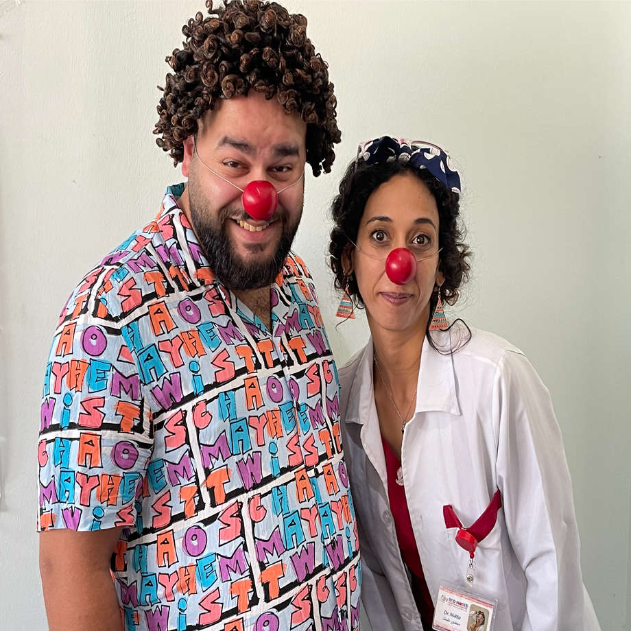 Dr. Sumaa Abu Lamaa and Dr. Nukta Bent Bata, healthcare clowns
